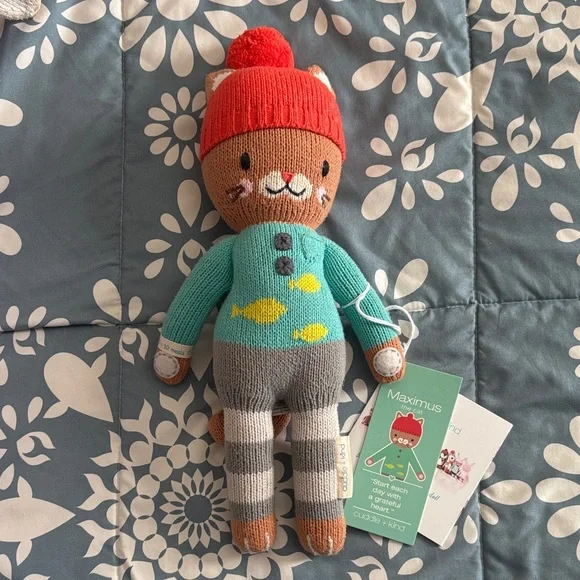 Cuddle + Kind Maximus the Cat Little 13” Hand Knit Doll - Picture 1 of 5
